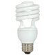 Satco 18-watt T2 Spiral CFL Bulb - 18 W - 75 W Incandescent Equivalent Wattage - 120 V AC - 1200 lm - Spiral - T2 Size - White L