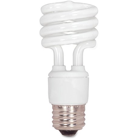 Satco T2 13-watt Mini Spiral CFL Bulb - 13 W - 60 W Incandescent Equivalent Wattage - 120 V AC - 900 lm - Spiral - T2 Size - Coo