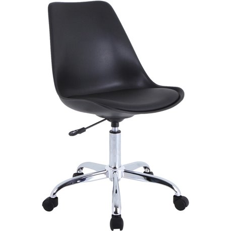 NuSparc Padded Seat Poly Task Chair - Poly Seat - High Back - 5-star Base - Black - Polyvinyl Chloride (PVC), Plastic, Polyureth