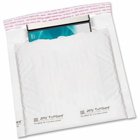 Sealed Air Jiffy Tuffgard CD/DVD Mailers - Bubble - 7 1/4" Width x 8" Length - Peel & Seal - Poly - 25 / Carton - White