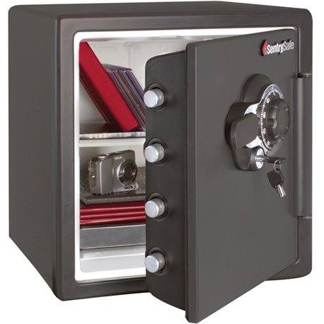 Sentry Safe Combination Fire/Water Safe - 1.23 ft� - Dual Key, Combination, Digital Lock - 4 Live-locking Bolt(s) - Fire Resista