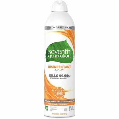 Seventh Generation Disinfectant Cleaner - For Day Care - 13.9 fl oz (0.4 quart) - Fresh Citrus & Thyme Scent - 1 Each - Non-flam