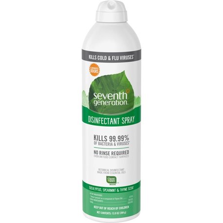 Seventh Generation Disinfectant Cleaner - For Day Care - 13.9 fl oz (0.4 quart) - Eucalyptus Spearmint & Thyme Scent - 8 / Carto