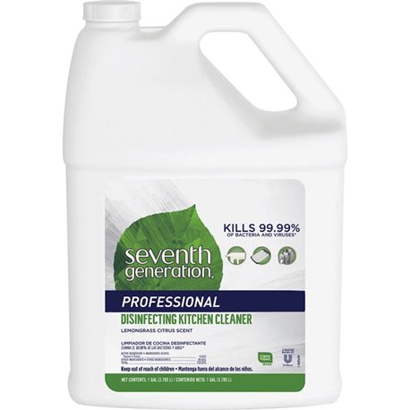 Seventh Generation Disinfecting Kitchen Cleaner Refill - 128 fl oz (4 quart) - Lemongrass Citrus Scent - 1 Each - Refillable, Di