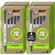 BIC Ecolutions Clic Stic Ballpoint Pen - Medium Pen Point - 1 mm Pen Point Size - Retractable - Black - Semi Clear Barrel - 48 /