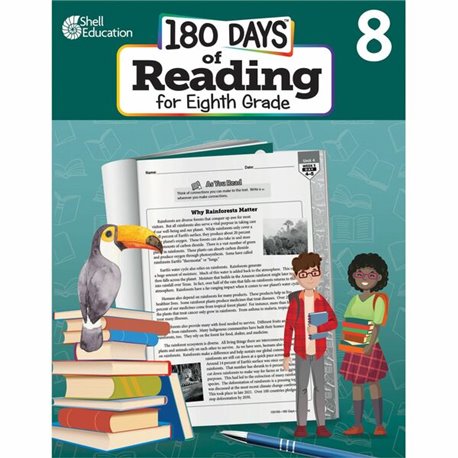 Shell Education 180 Days of Reading for Eighth Grade Printed Book - Grade 8 - English