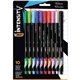 BIC Intensity Porous Point Pen - Fine Pen Point - 0.4 mm Pen Point Size - Assorted Water Based Ink - Metal Tip - 10 Pack