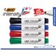 BIC Intensity Low Odor Dry Erase Marker, Tank, Assorted, 4 Pack - Chisel Marker Point Style - Assorted - 4 Pack