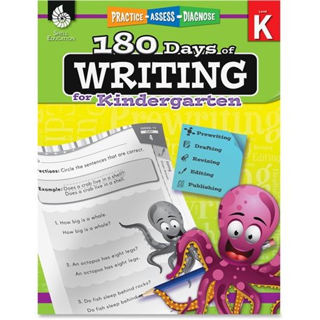 Shell Education Grade K 180 Days of Writing Book Printed Book - 216 Pages - Shell Educational Publishing Publication - Book - Gr