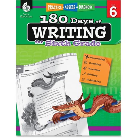 Shell Education 6th Grade 180 Days of Writing Book Printed Book - 224 Pages - Shell Educational Publishing Publication - Book - 