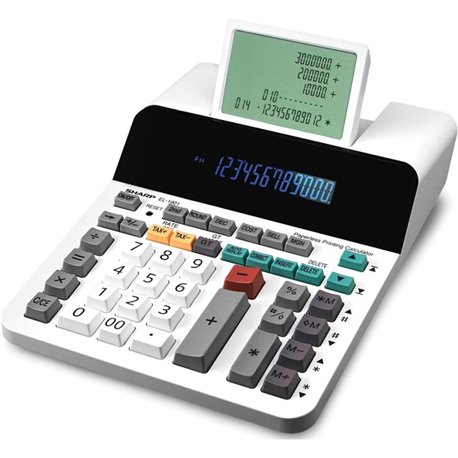 Sharp EL-1901 12 Digit Paperless Printing Calculator - Environmentally Friendly, 4-Key Memory - 5 Line(s) - 12 Digits - LCD - AC