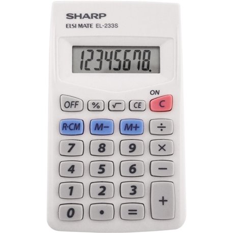 Sharp Calculators EL-233SB 8-Digit Pocket Calculator - Auto Power Off, 3-Key Memory - 8 Digits - LCD - Battery Powered - 0.3" x 