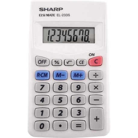 Sharp Calculators EL-240SAB 8-Digit Handheld Calculator - 3-Key Memory, Sign Change, Auto Power Off - 8 Digits - LCD - Battery/S