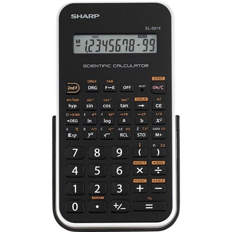 Sharp EL-501X2BWH Scientific Calculator - 146 Functions - Battery Powered, Large LCD, Durable, Hard Case - 1 Line(s) - 10 Digits