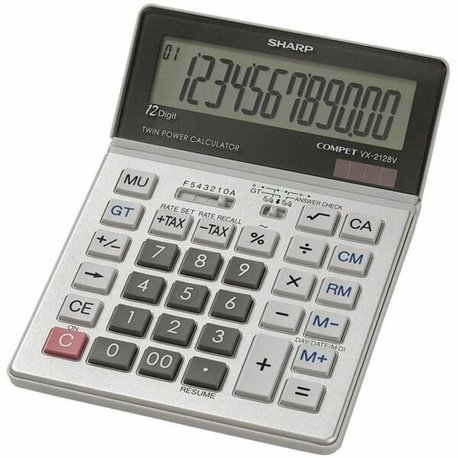 Sharp Calculators VX-2128V 12-Digit Commercial Desktop Calculator - 4-Key Memory, Sign Change, Backspace Key, Auto Power Off, Fi