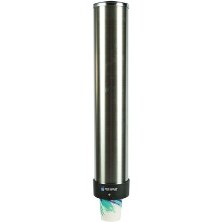 San Jamar Pull-type Beverage Cup Dispenser - 23.50" Tube - Pull Dispensing - Wall Mountable - Stainless Steel - Stainless Steel 