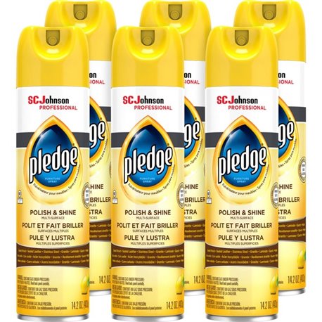 Pledge Lemon Enhancing Polish - 14.2 fl oz (0.4 quart) - Lemon Scent - 6 / Carton - White