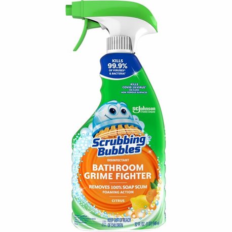 Scrubbing Bubbles Grime Fighter Spray - 32 fl oz (1 quart) - Fresh Citrus Scent - 1 Each - Non-porous, Disinfectant - Green