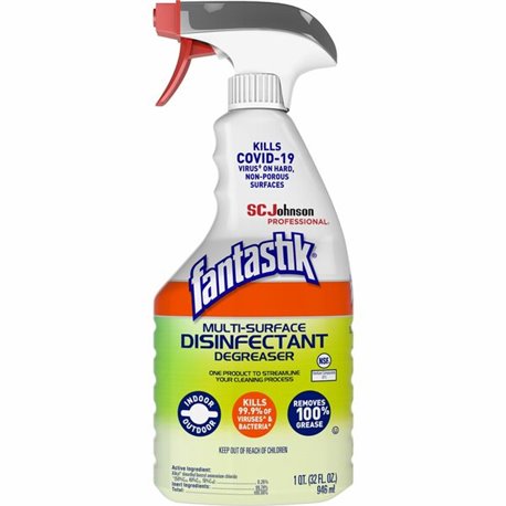 fantastik Multisurface Disinfectant Degreaser Spray - 32 fl oz (1 quart) - Fresh Scent - 1 Each - Disinfectant, Easy to Use, Rin