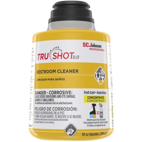 SC Johnson TruShot 2.0 Restroom Cleaner - Concentrate - 10 fl oz (0.3 quart) - Clean Fresh ScentCartridge - 4 / Carton - Spill P