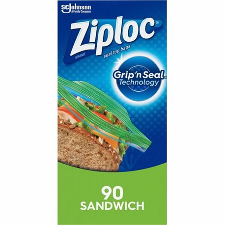 Ziploc Sandwich Bags - 5.88" Width x 6.50" Length - Clear - Plastic - 90/Box - Sandwich, Storage