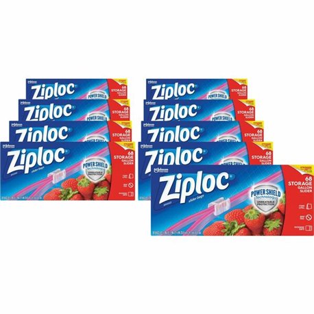 Ziploc Gallon Storage Slider Bags - Large Size - 1 gal Capacity - 10.56" Width x 9.50" Length - Sliding Closure - Blue - 9/Carto