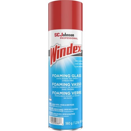 Windex Foaming Glass Cleaner - 19.7 fl oz (0.6 quart) - 6 / Carton - Streak-free, Versatile, Drip-free - White