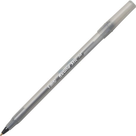 BIC Round Stic Ballpoint Pen - Black - Translucent Barrel - 240 / Carton