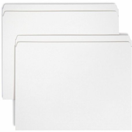 Smead Colored Straight Tab Cut Letter Recycled Top Tab File Folder - 8 1/2" x 11" - 3/4" Expansion - White - 10% Recycled - 100 