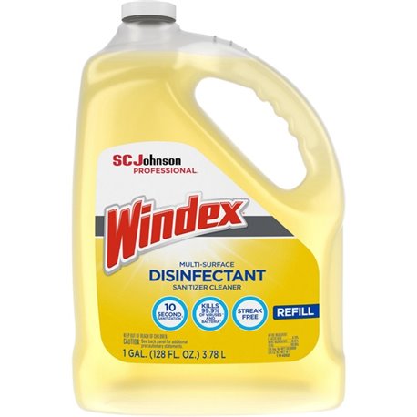 Windex Multi-Surface Disinfectant Sanitizer Cleaner - 128 fl oz (4 quart)Bottle - 1 Each - Disinfectant, Residue-free, Anti-bact