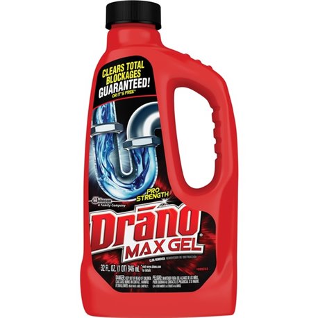 Drano Max Gel Clog Remover - Ready-To-Use - 32 fl oz (1 quart)Bottle - 12 / Carton - Corrosion Resistant, Phosphorous-free - Cle