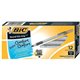 BIC Round Stic Grip Ballpoint Pen - Medium Pen Point - Black - Frost Barrel - 1 Dozen