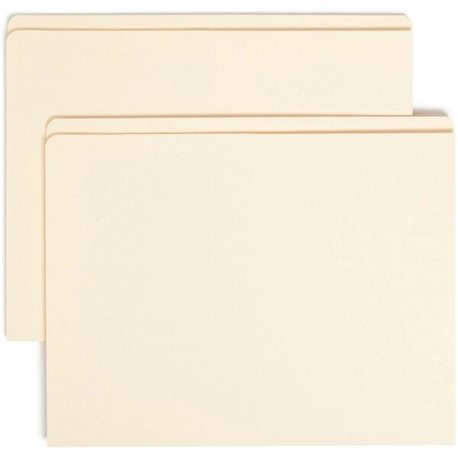 Smead Straight Tab Cut Letter Recycled Top Tab File Folder - 8 1/2" x 11" - Internal Pocket(s) - Manila - 10% Recycled - 50 / Bo