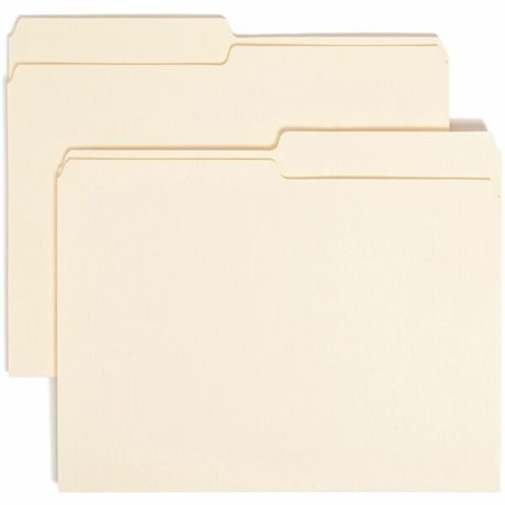 Smead 1/2 Tab Cut Letter Recycled Top Tab File Folder - 8 1/2" x 11" - 3/4" Expansion - Top Tab Location - Assorted Position Tab