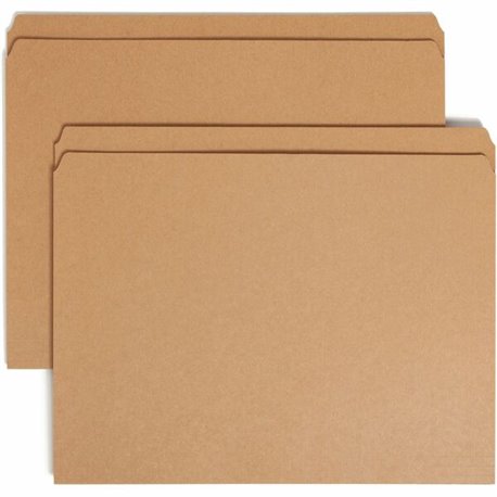 Smead Straight Tab Cut Letter Recycled Top Tab File Folder - 8 1/2" x 11" - 3/4" Expansion - Kraft - 10% Recycled - 100 / Box