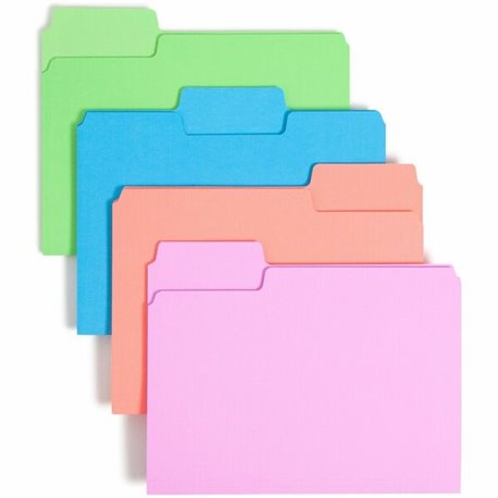 Smead SuperTab 1/3 Tab Cut Letter Recycled Top Tab File Folder - 8 1/2" x 11" - 3/4" Expansion - Top Tab Location - Bright Purpl