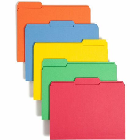 Smead Colored 1/3 Tab Cut Letter Recycled Top Tab File Folder - 8 1/2" x 11" - 3/4" Expansion - Top Tab Location - Assorted Posi