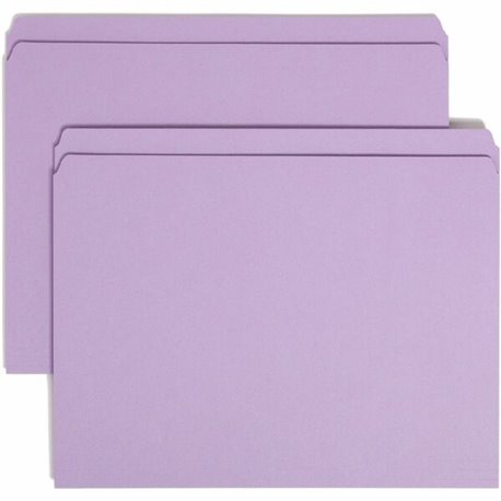 Smead Colored Straight Tab Cut Letter Recycled Top Tab File Folder - 8 1/2" x 11" - 3/4" Expansion - Lavender - 10% Recycled - 1