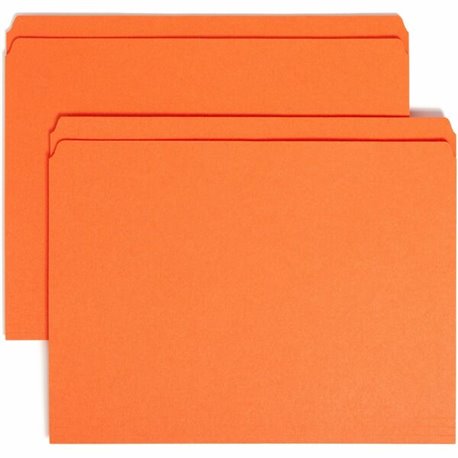 Smead Colored Straight Tab Cut Letter Recycled Top Tab File Folder - 8 1/2" x 11" - 3/4" Expansion - Orange - 10% Recycled - 100