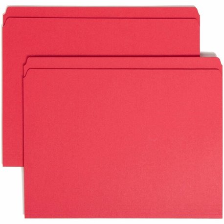 Smead Colored Straight Tab Cut Letter Recycled Top Tab File Folder - 8 1/2" x 11" - 3/4" Expansion - Red - 10% Recycled - 100 / 