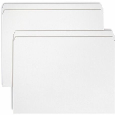 Smead Colored Straight Tab Cut Letter Recycled Top Tab File Folder - 8 1/2" x 11" - 3/4" Expansion - White - 10% Recycled - 100 