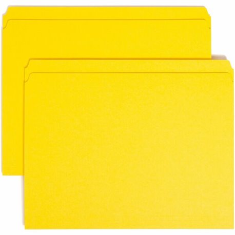 Smead Colored Straight Tab Cut Letter Recycled Top Tab File Folder - 8 1/2" x 11" - 3/4" Expansion - Yellow - 10% Recycled - 100