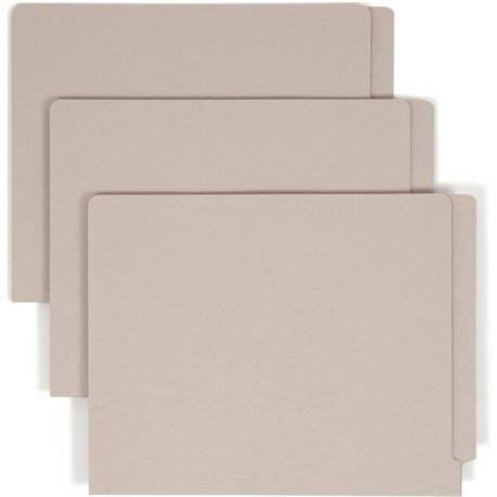 Smead Shelf-Master Straight Tab Cut Letter Recycled End Tab File Folder - 8 1/2" x 11" - 3/4" Expansion - Gray - 10% Recycled - 