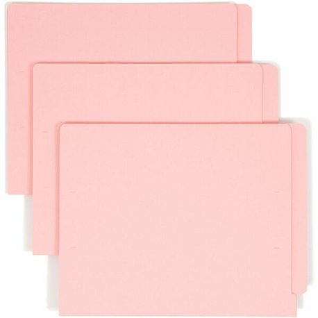 Smead Shelf-Master Straight Tab Cut Letter Recycled End Tab File Folder - 8 1/2" x 11" - Pink - 10% Recycled - 100 / Box