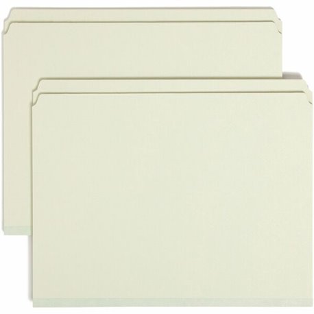 Smead Straight Tab Cut Letter Recycled Top Tab File Folder - 1" Folder Capacity - 8 1/2" x 11" - 1" Expansion - Pressboard - Gra