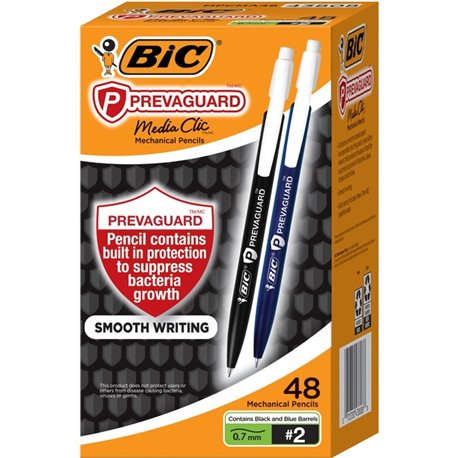 BIC Antimicrobial Mechanical Pencils - 2 Lead - 0.7 mm Lead Diameter - Black Lead - Plastic Barrel - 48 / Box