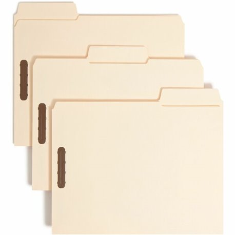 Smead SuperTab 1/3 Tab Cut Letter Recycled Fastener Folder - 8 1/2" x 11" - 3/4" Expansion - 2 x 2K Fastener(s) - 2" Fastener Ca