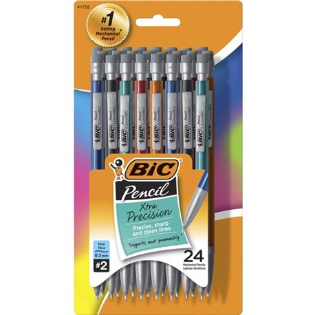 BIC Xtra-Precision Mechanical Pencils -  2.5 Lead - 0.5 mm Lead Diameter - Assorted Barrel - 24 / Pack