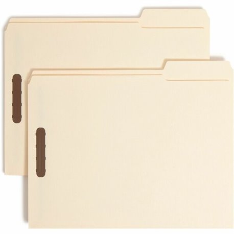 Smead 2/5 Tab Cut Letter Recycled Fastener Folder - 8 1/2" x 11" - 3/4" Expansion - 2 x 2K Fastener(s) - 2" Fastener Capacity fo