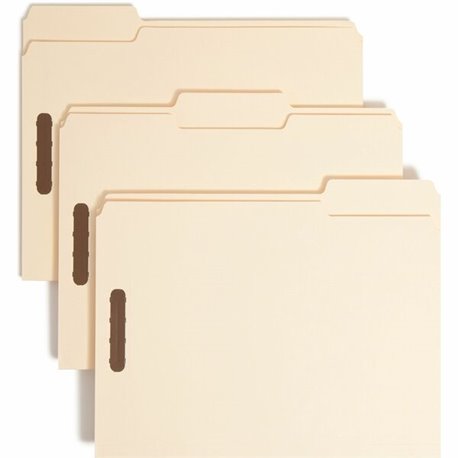 Smead 1/3 Tab Cut Letter Recycled Fastener Folder - 8 1/2" x 11" - 2 x 2K Fastener(s) - Top Tab Location - Assorted Position Tab